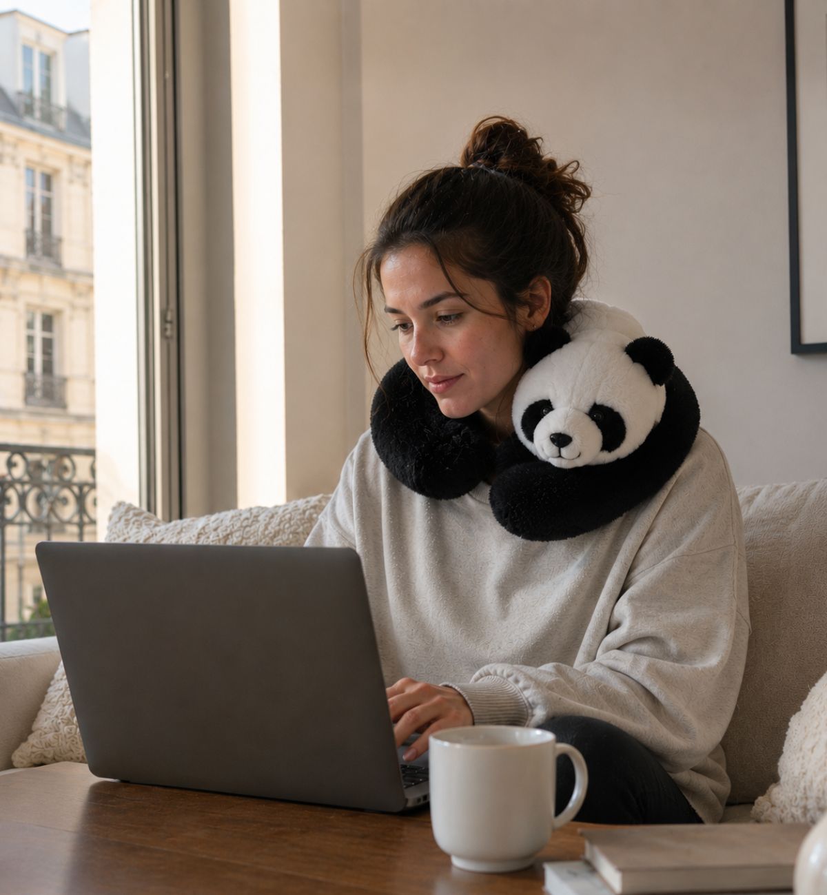 weighted stuffed animal panda relaxing